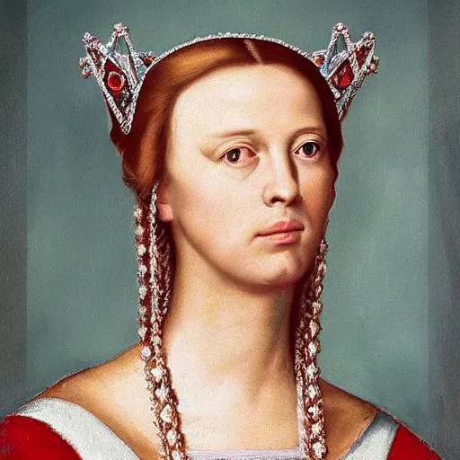 Image similar to photo realistic renaissance portrait of donald trump as a female royalty