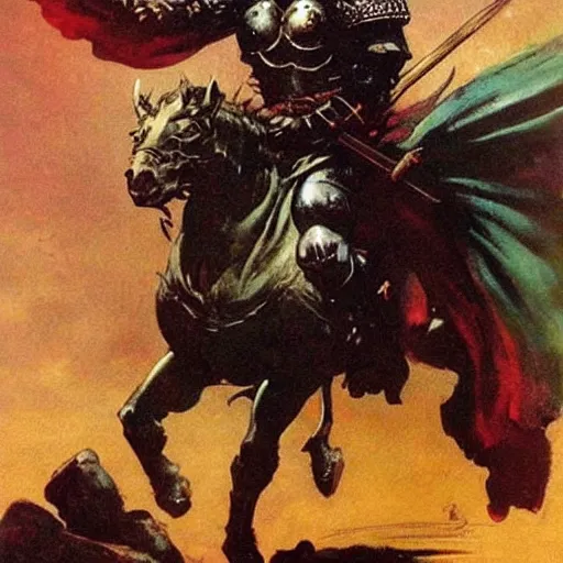 Prompt: knight by Frank Frazetta,fantasy artwork,bold,striking,high quality!!!!!,masterpiece!!!!