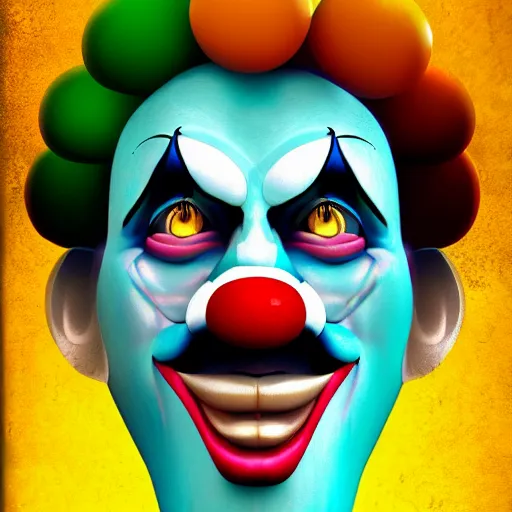 Image similar to clown , digital art , 4k , trending on artstation , vector illustration