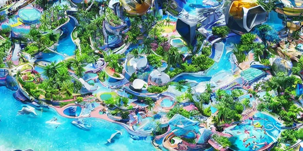 Image similar to futuristic paradise, real life picture, futuristic