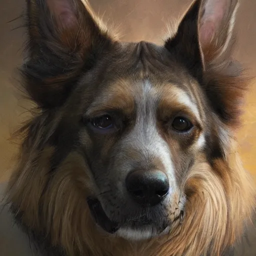 Image similar to doggo animal as a realistic fantasy knight, closeup portrait art by donato giancola and greg rutkowski, digital art, trending on artstation, symmetry!!