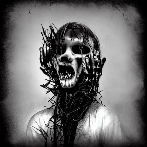 Image similar to Go to bed. Horror photo in metal style.