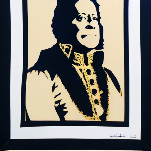 Image similar to individual king george iii silk screen portrait banksy style