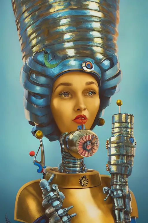 Prompt: Marge Simpson as a robot, art deco design, by Mandy Jurgens and Warhol, Ernst Haeckel, James Jean, artstation, concept art