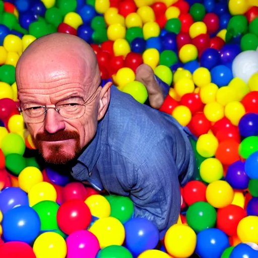 Prompt: walter white in a ball pit.