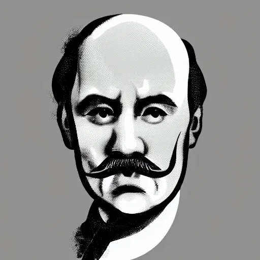 Prompt: taras schevchenko. face. old, balding, long moustache. simple vector graphics icon by andy warhol