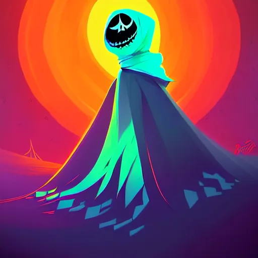 Image similar to curled perspective digital art of shawl keffiyeh by anton fadeev from nightmare before christmas