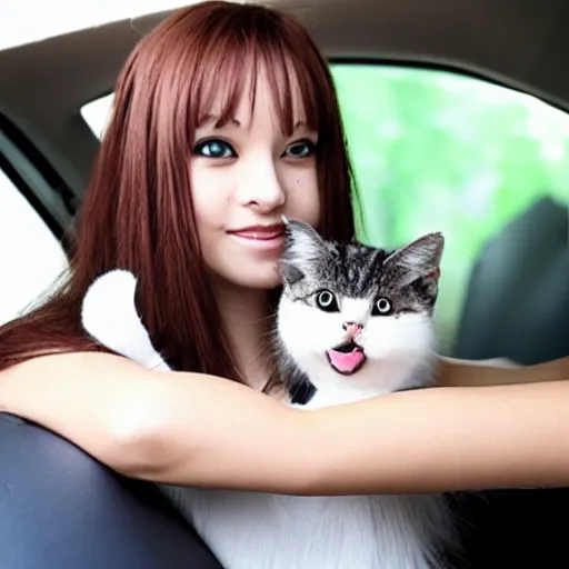 Image similar to small car that has cat ears and whiskers