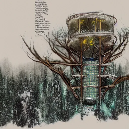 Prompt: hyperrealistic dark winter forest height eel balcony turret xylophone, by victo ngai and sydney prior hall and titian, pencil sketch, # micro, unreal engine