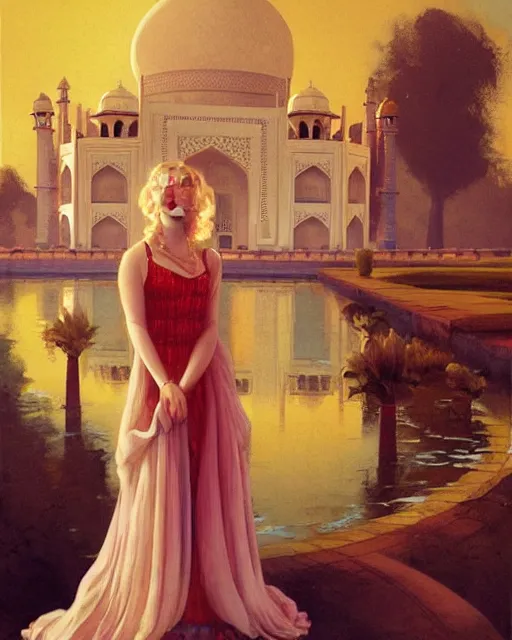 Image similar to tuesday weld visits the taj mahal by charlie bowater, by francine van hove, by alex horley, by tom chambers, by gil elvgren