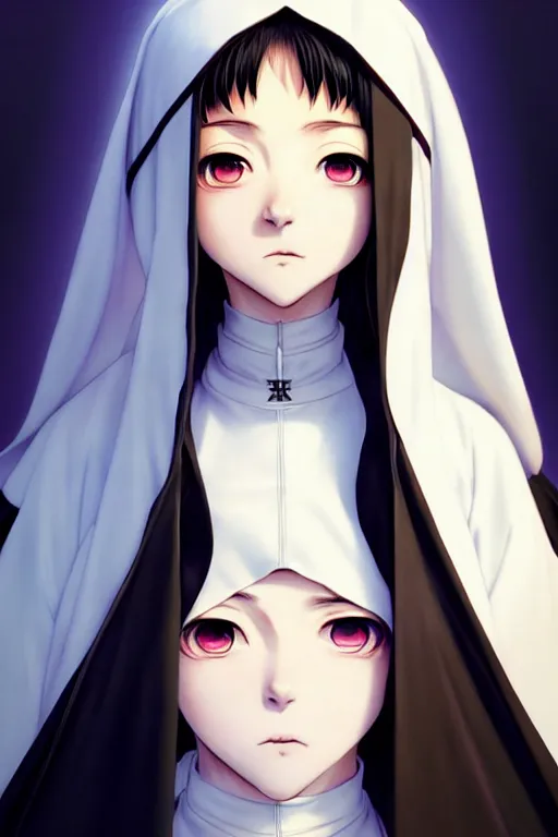 Prompt: portrait Anime girl in nun clothes, holy church Warhammer 40000, cute-fine-face, white-hair pretty face, realistic shaded Perfect face, fine details. Anime. realistic shaded lighting by Ilya Kuvshinov katsuhiro otomo ghost-in-the-shell, magali villeneuve, artgerm, rutkowski, WLOP Jeremy Lipkin and Giuseppe Dangelico Pino and Michael Garmash and Rob Rey