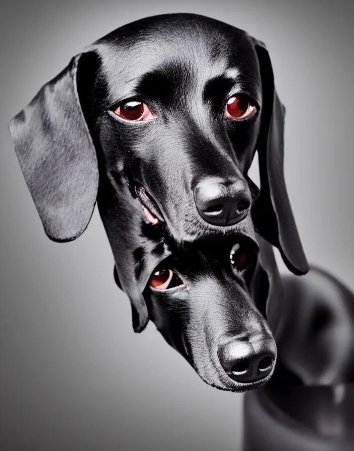 Image similar to photo of all black wiener dog wearing a mask. Trending on artstation, award winning. Octane render, 4k, 8k, unreal 5, very detailed, hyper control-realism, depth of field.