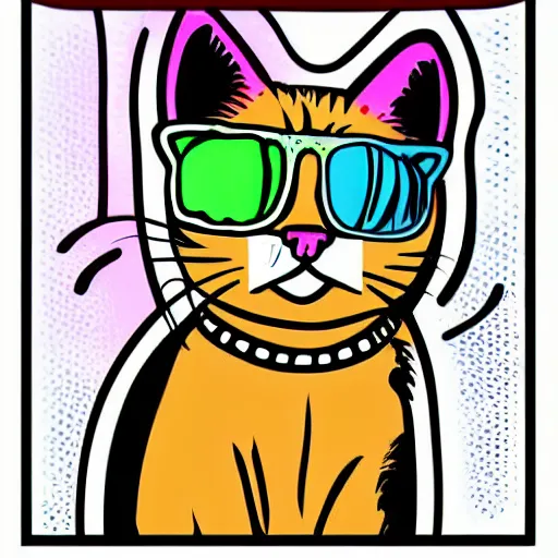 Prompt: happy cat. Retro style pop art