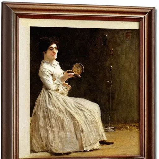 Image similar to woman collecting antique coins by alfred stevens