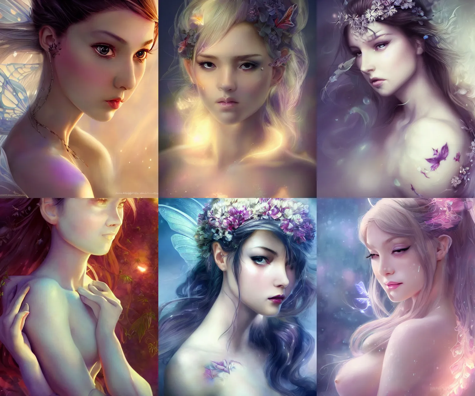 Prompt: a beautiful female fairy, ethereal, dreamy, backlit, highly detailed, heart tattoo on cheek, stern expression, realistic lighting, sharp focus, windswept, rule of thirds, symmetrical facial features, backlit glow, by artgerm, wlop, rossdraws, frank frazetta, andrei riabovitchev, trending on artstation, hd, 4 k, fantasy