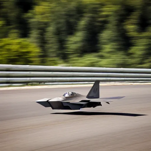 Image similar to a photo of an F22 flying towards the camera, speeding and exiting a tight well-lit highway tunnel, cinematic lighting, long shot angle, centered composition, 1/400 f5 ISO400 11mm lens, 4k