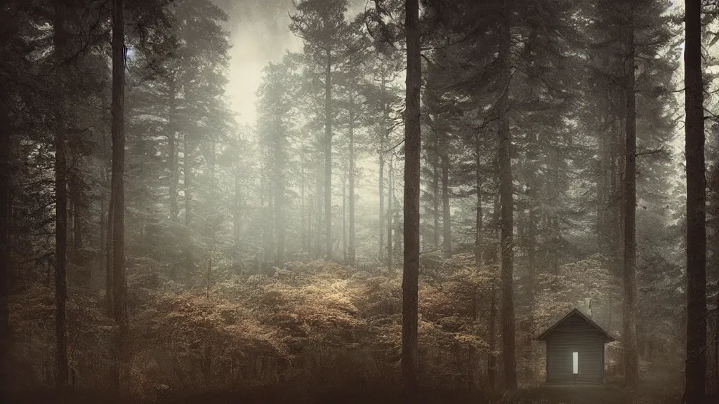 Image similar to [ a cabin in the woods. ] artgerm, mikko lagerstedt, zack snyder, tokujin yoshioka