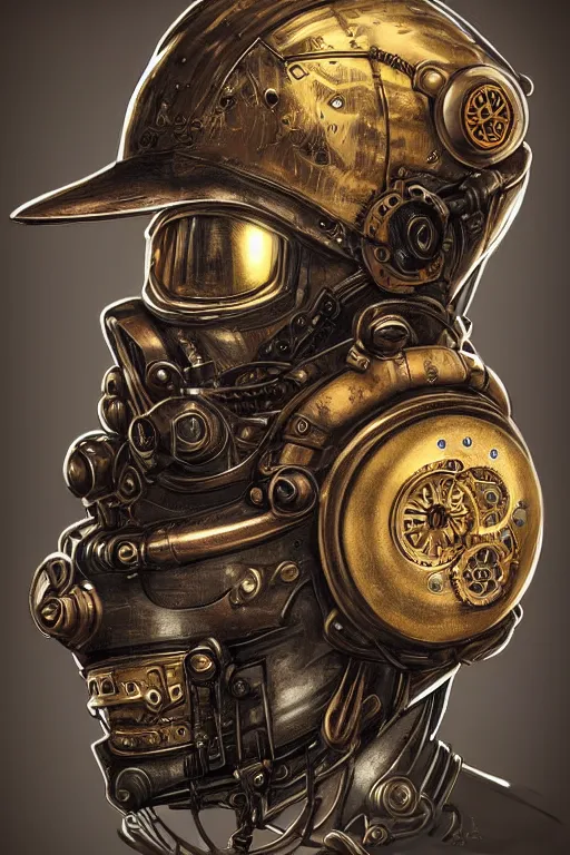 Image similar to steampunk helmet fantasy art mask robot ninja stylized digital illustration sharp focus, elegant intricate digital painting artstation concept art global illumination ray tracing advanced technology chaykin howard and campionpascale and cooke darwyn and davis jack