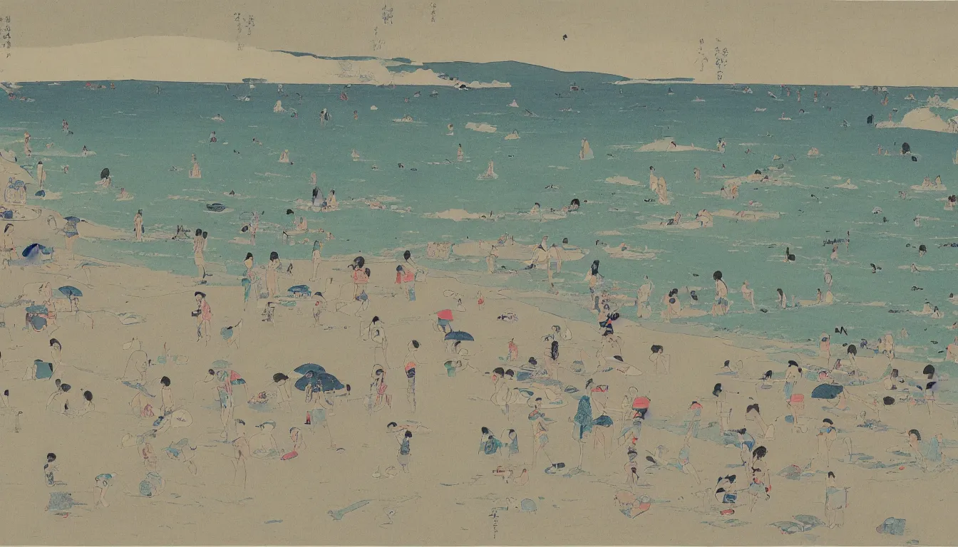 Image similar to beach, japanese illustration