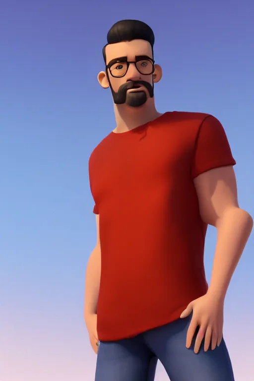 Image similar to hot daddy, 3 2 - year - old, short stubble, muscle summer shirt, character design, octane render, by artstation, 8 k, artbreeder