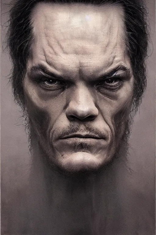 Image similar to portrait of Michael Shannon by Zdzislaw Beksinski