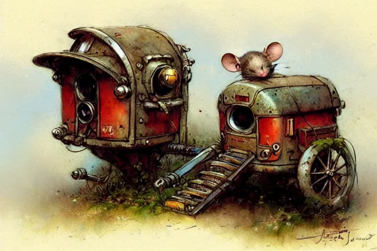 Prompt: adventurer ( ( ( ( ( 1 9 5 0 s retro future robot mouse jukebox wagon house. muted colors. ) ) ) ) ) by jean baptiste monge!!!!!!!!!!!!!!!!!!!!!!!!! chrome red