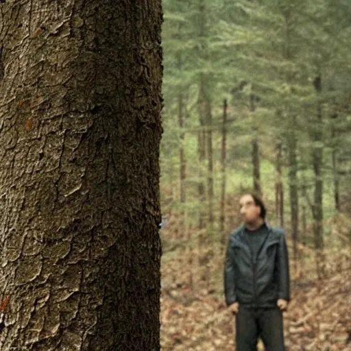 Prompt: nic cage in blair witch project, movie still,