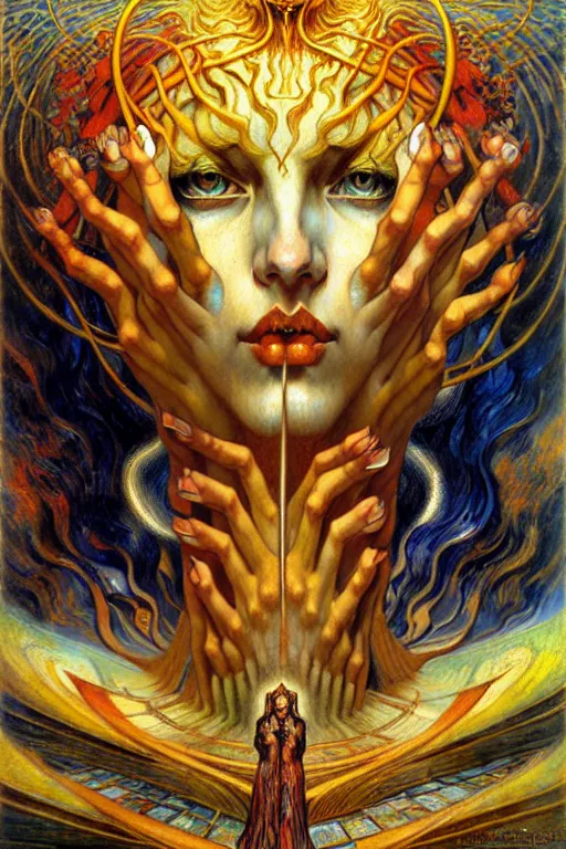 Image similar to Divine Chaos Engine by Karol Bak, Jean Delville, William Blake, and Vincent Van Gogh