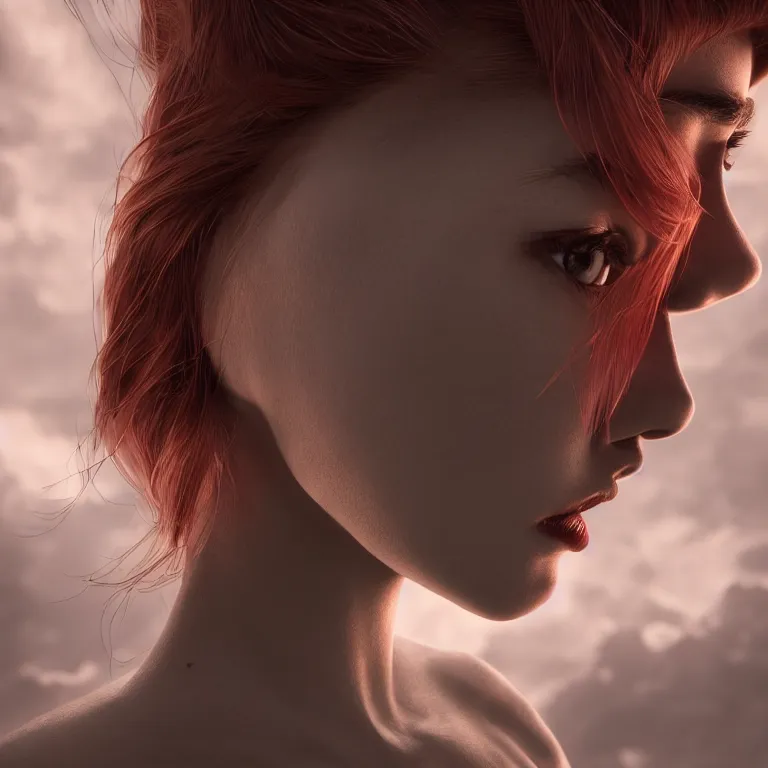 Image similar to a beautiful Cotton Mill Girl, symmetrical, perfect body and face, centered, dramatic angle, ornate, details, smooth, sharp focus, illustration, realistic, cinematic, artstation, award winning, rgb , unreal engine, octane render, cinematic light, macro, depth of field, blur, red light and clouds from the back, highly detailed epic cinematic concept art CG render made in Maya, Blender and Photoshop, octane render, excellent composition, dynamic dramatic cinematic lighting, aesthetic, very inspirational, arthouse by Henri Cartier Bresson