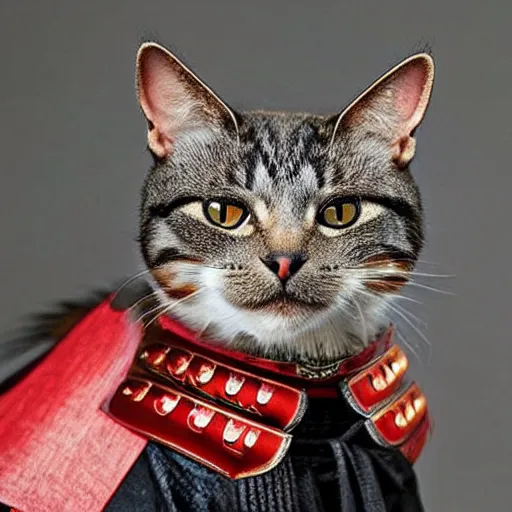 Prompt: a cat in full samurai armor