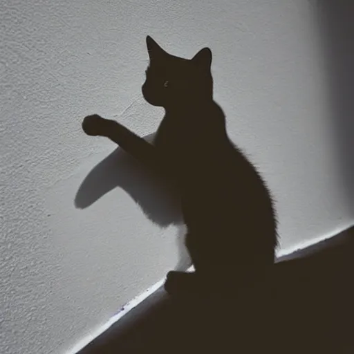 Prompt: Shadow of a cat on a white wall