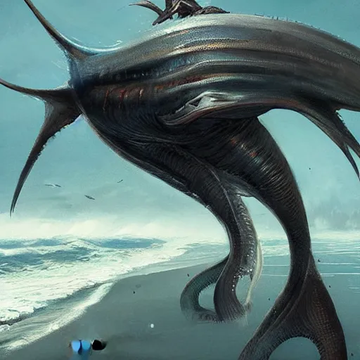 Prompt: aamirart sea creature realistic alien by greg rutkowski