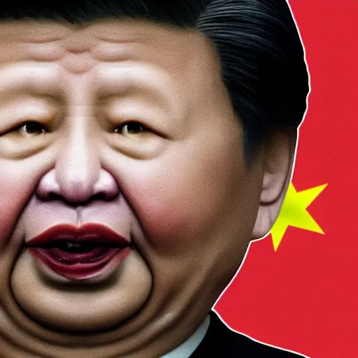 Image similar to malformed sickly Xi Jinping in the style of Patricia Piccinini, scary, gross, disgusting, 🤮