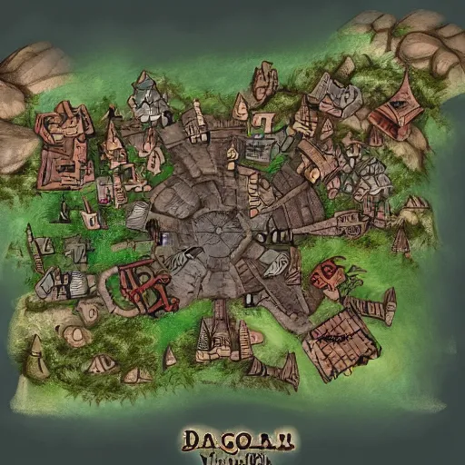 Prompt: dnd village map layout