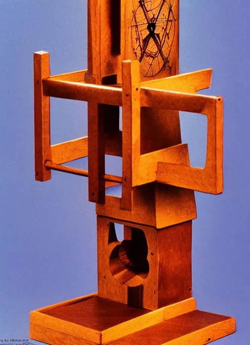 Image similar to realistic photo of a a wooden medieval astronomy appliance model equipment gadget made of wooden toy constructor 1 9 9 0, life magazine reportage photo, natural colors, metropolitan museum collection