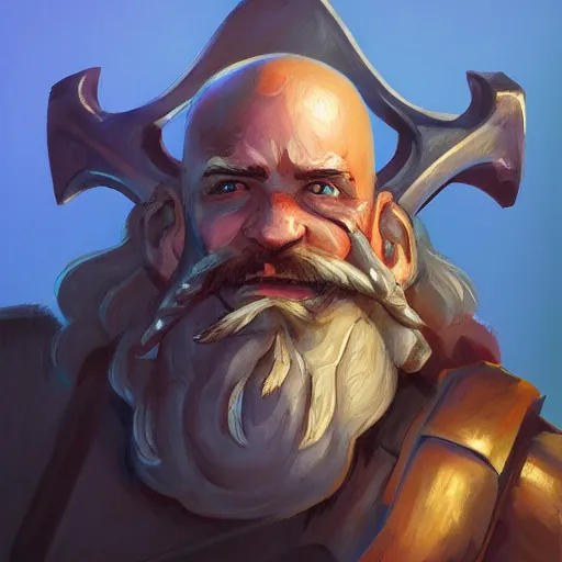 Image similar to portrait painting of a fantasy dwarf fighter with a huge iron axe, medium shot, asymmetrical, profile picture, organic painting, sunny day, matte painting, bold shapes, hard edges, street art, trending on artstation, y greg irons, dave sutherland