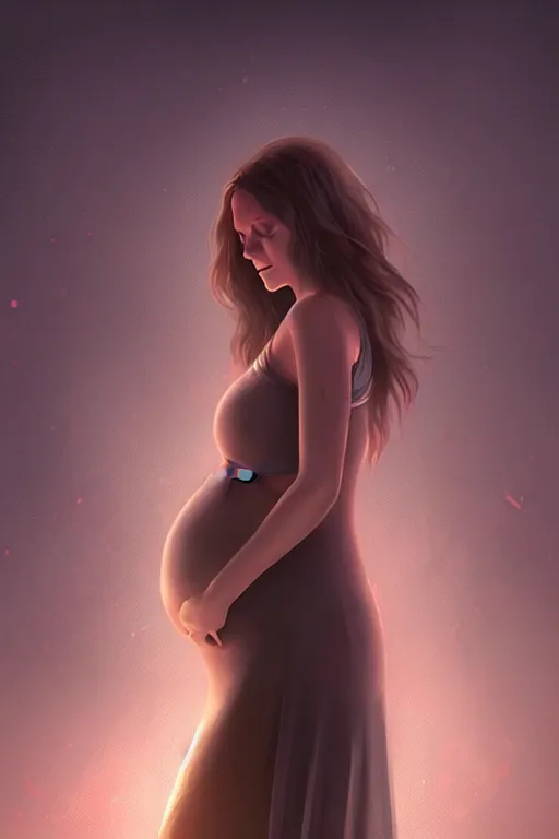 Image similar to pregnant woman under street light, highly detailed, sharp focused, ultra realistic digital concept art by Charlie Bowater