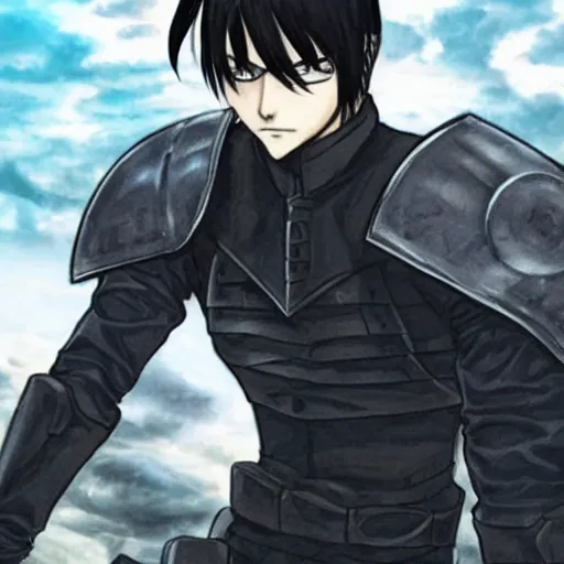 Prompt: Levi Ackerman wearing armor, no helmet