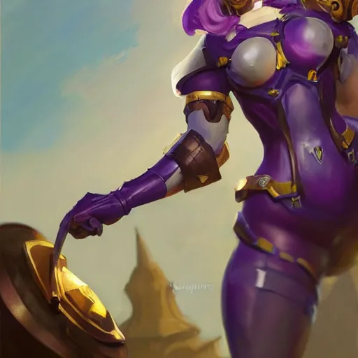 Image similar to greg manchess portrait painting of partially armored violet from league of legends as overwatch character, medium shot, asymmetrical, profile picture, organic painting, sunny day, matte painting, bold shapes, hard edges, street art, trending on artstation, by huang guangjian, gil elvgren, ruan jia, greg rutkowski, gaston bussiere