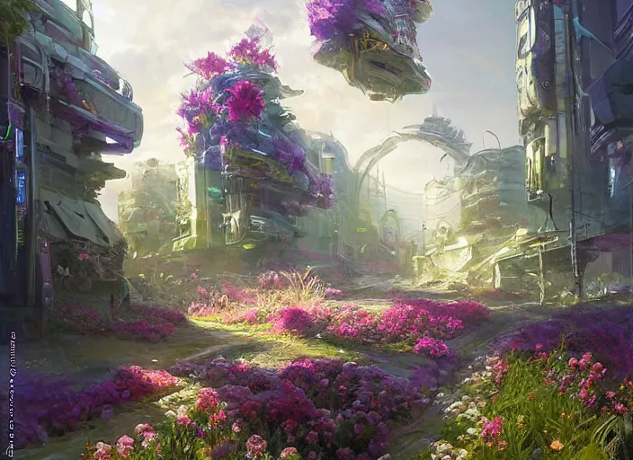 Image similar to cyberpunk flower bloom by vladimir volegov and alexander averin and peder mørk mønsted and adrian smith and raphael lacoste