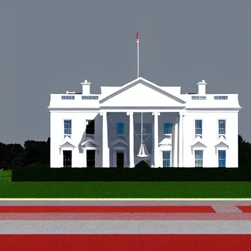 Image similar to a 3 d render of the white house, video game model, white background,