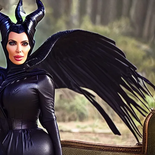 Image similar to A still of Kim Kardashian as Maleficent