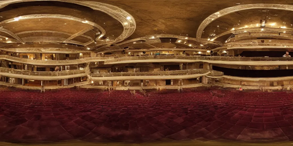 Image similar to 360 panorama camera picture of Danny DeVito & the Contract on a theater stage