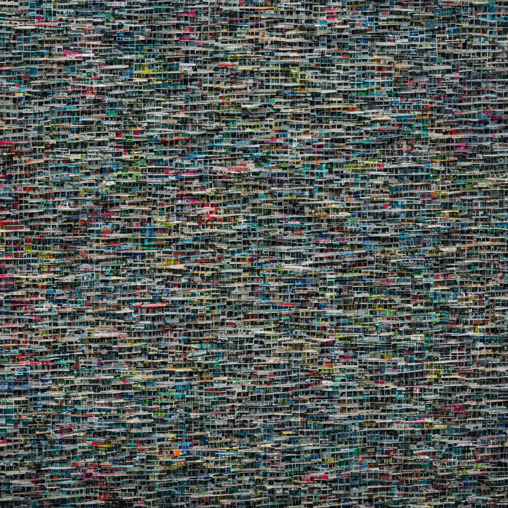 Image similar to a large building facade covered by lots of different makeshift doors, photographed by andreas gursky, sony a 7 r 3, f 1 1, fully frontal view, ultra detailed,