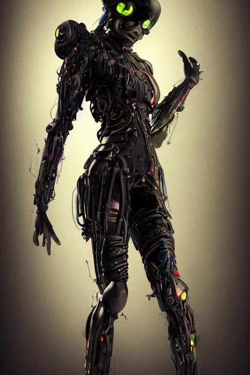 Prompt: a beautiful insufficently dressed metahuman biomechanical heavily cybered female shadowrunner fullbody portrait by echo chernik in the style of shadowrun returns pc game. 8k 3d realistic render. Dark atmosphere volumetric lighting. Cyberpunk feel. Hypermaximalist ultradetailed cinematic charachter concept art. Uncut, unzoom, centered, feminine pose. Digital illustration.