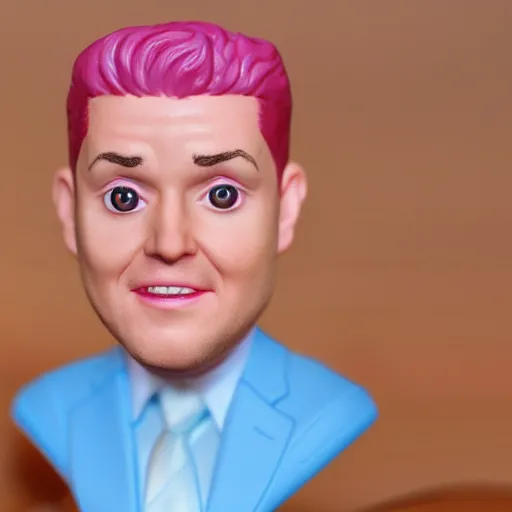 Image similar to michael buble face in a bubblegum bobble head!!!!, 8 k, ultra realistic details