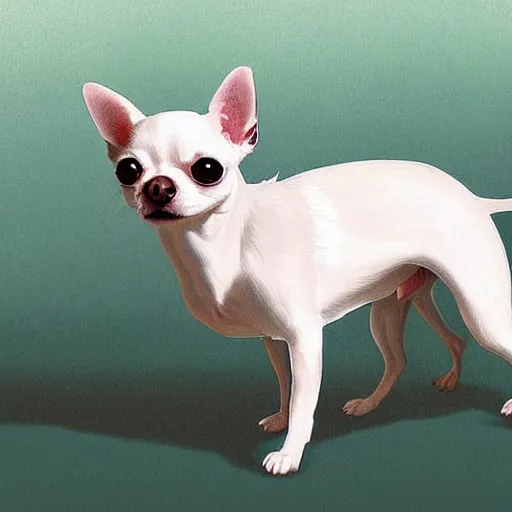 Image similar to white chihuahua cinematic composition, studio ghibli, digital art, cute