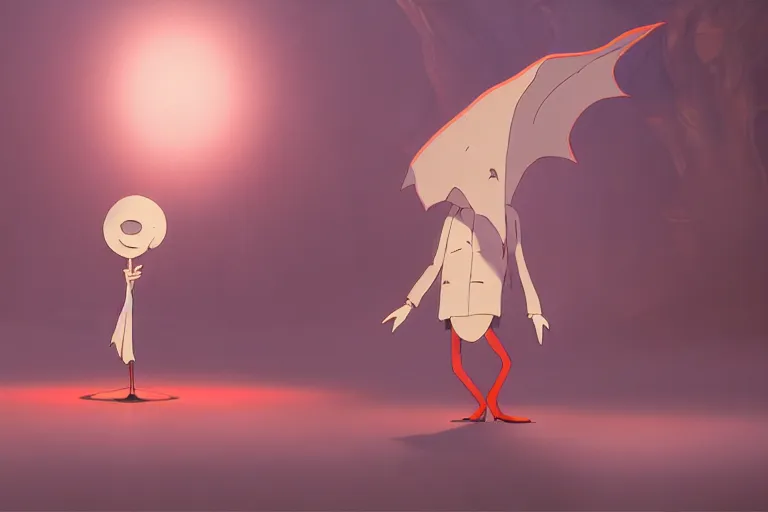 Image similar to a wholesome animation key shot of!! one!! focused!! popstar nosferatu!! singing at a concert!! wearing golden chain!!, medium shot, studio ghibli, ( pixar ) and disney animation, sharp, very detailed, high resolution, rendered in unreal engine 5, anime key art by greg rutkowski, bloom, dramatic lighting