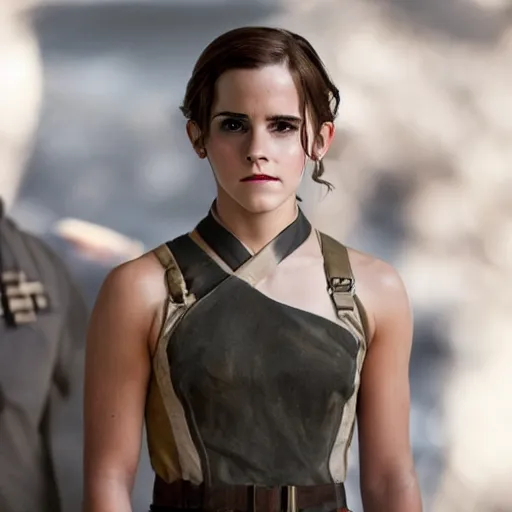 Prompt: emma watson in hunger games, full body shot, highly - detailed, sharp focus, award - winning