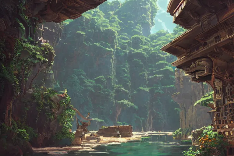 Prompt: detailed environment study lomo photo botw-studio-ghibli #hyperreal #intricate #cinematic-composition, [32k hd]^10--w 450 | ancient titans fighting